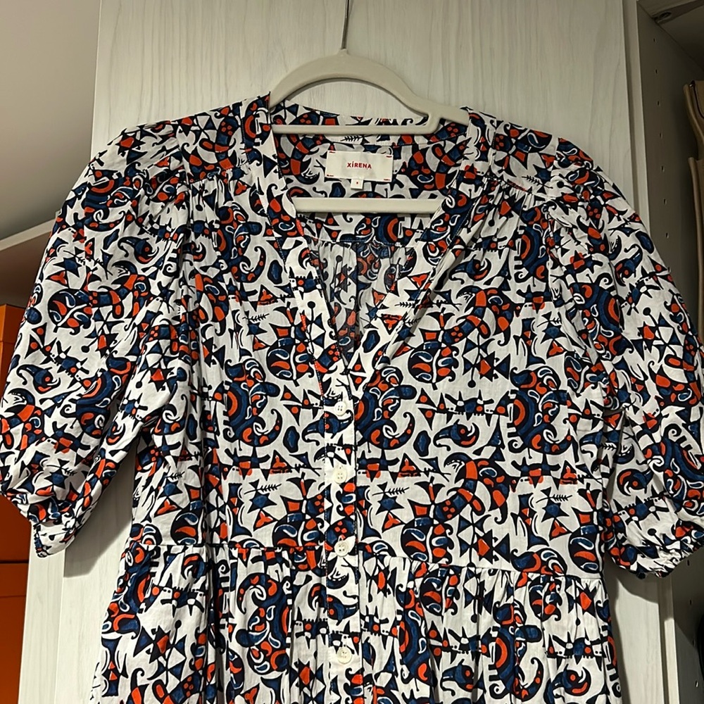 Xirena midi dress with pockets. Cotton. 3/4 sleeves (elastic).